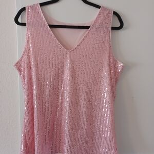 Elegant Pink Sequin Tank Top